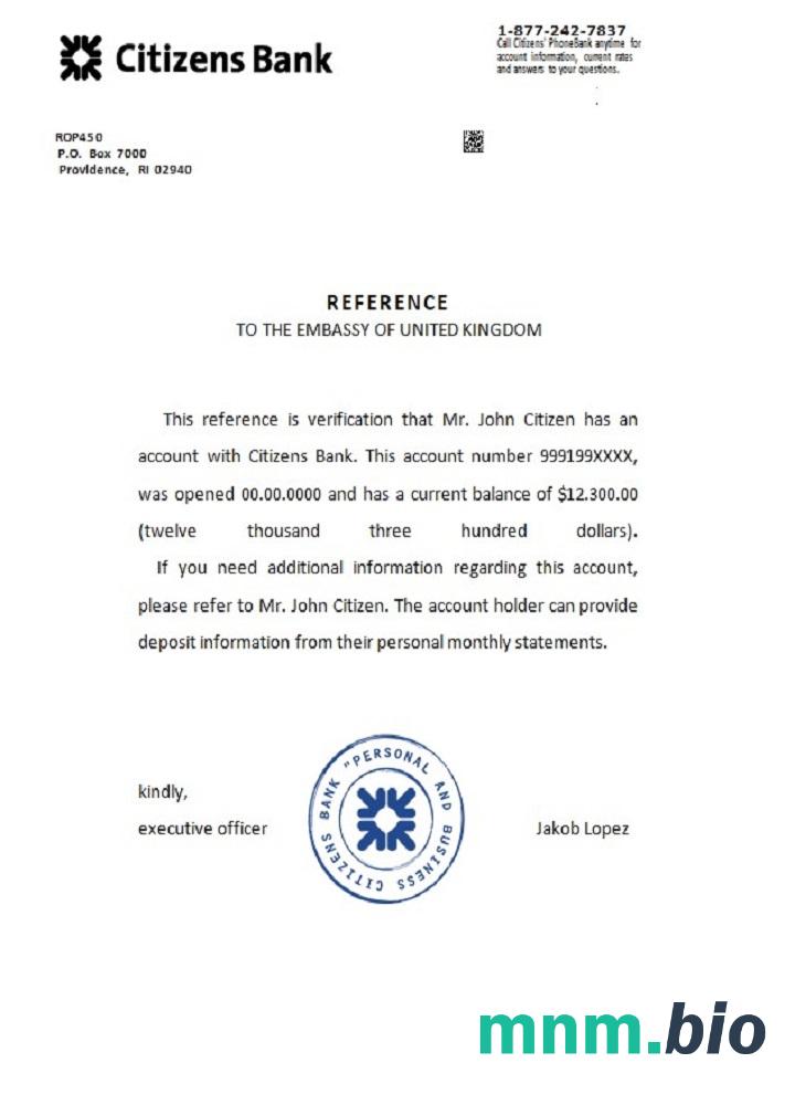 Przykład odniesienia do banku obywateli USA w formatach Word i PDF